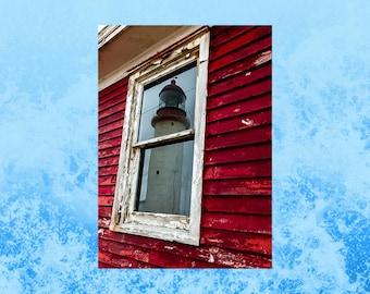 Unique Lighthouse Postcard, Nautical Postcards, Window Postcards
