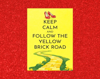 Wizard of Oz Postcard, Keep Calm and Follow The Yellow Brick Road