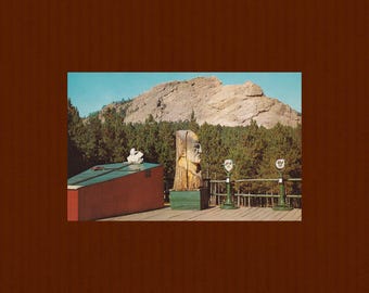 Vintage Crazy Horse Indian Mountain Memorial Postcard, The Black Hills of South Dakota