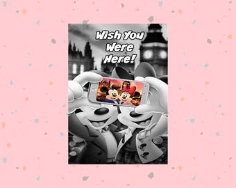 Mickey and Minnie Mouse Selfie Postcard, "Wish You Were Here" - Disneyland - Disney World
