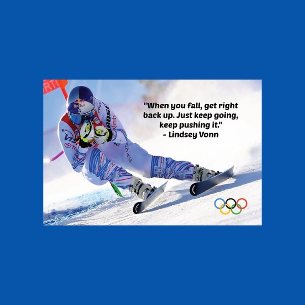 Famous Athlete Postcards, Lindsey Vonn Postcard, The Winter Olympics Postcard, Celebrity Postcards, Postcrossing, Lindsey Vonn Quote