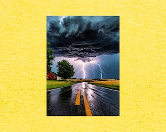 Lightning Storm Photo Postcard, Weather Art, Snail Mail