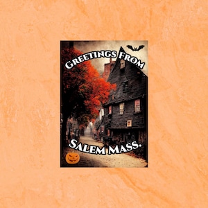 Awesome Greetings From Salem Mass Postcard, Salem Massachusetts Postcard, Salem Witch Trials, Postcrossing, Postcard Art
