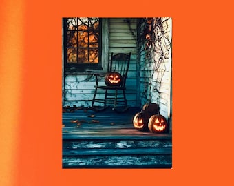Spooky Halloween Postcard, Jack-o-Lantern Postcards, Holiday Postcards