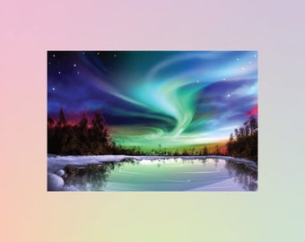 Stunning Northern Lights Postcard, Aurora Postcard, Scenic Postcard, Postcard Art, Postcrossing, Snail Mail, Polar Lights, Alaska Postcards