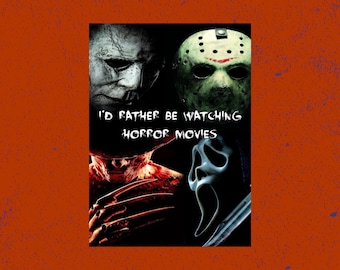 Awesome Horror Movie Postcard, I Love Scary Movies