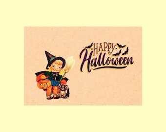 Fun Happy Halloween Postcard, Trick Or Treat Postcards, Holiday Postcards