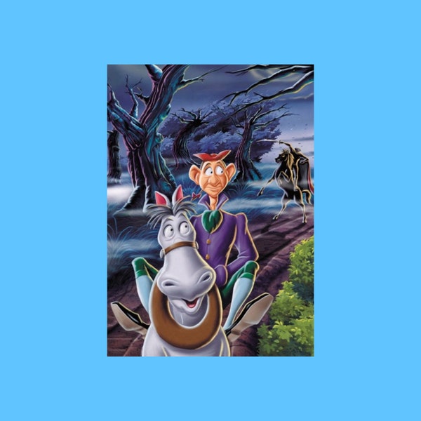 Very Cool The Legend Of Sleepy Hollow Postcard, Ichabod Crane Postcrane, The Headless Horseman, Disney Postcards, Postcrossing, Postcard Art