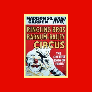 Very Cool Vintage Circus Poster Postcard, Ringling Brothers and Barnum & Bailey Circus Postcard, Circus Clown Postcard, Postcrossing, Clowns