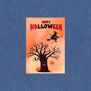 Fun Spooky Halloween Postcard, Trick or Treat Postcards, Holiday Postcards, Postcrossing, Snail Mail, Postcard Art, Halloween Witch