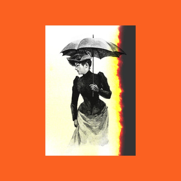 Awesome Victorian Era Woman Carrying Umbrella Postcard, Millinery Postcard, Postcard Art, Postcrossing, Victorian Ladies Clothing