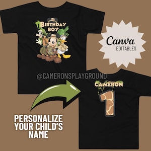 Sjabloon Safari Mickey Mouse-verjaardagsshirt | Digitale download | Canvas
