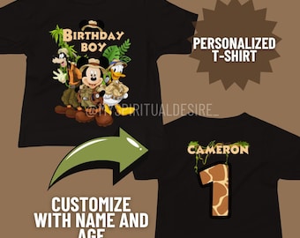 Infant Mickey Mouse Safari Themed Birthday Short Sleeve T-Shirt | 6-12 months 12-18 months 18-24 months