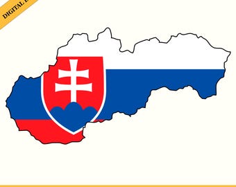Slovakia Flag Map Silhouette (Digital Download)