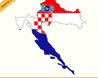 Croatia Flag Map Silhouette: National Vector (Digital Download)