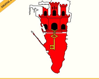 Gibraltar Flag Map Silhouette Vector (Digital Download)