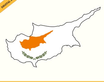 Cyprus Flag Map Silhouette: National Vector (Digital Download)