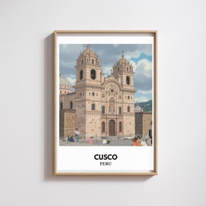 Afdrukbare reisposter Cusco – muurkunst Peru – Zuid-Amerikaans woondecoratie – downloadbare digitale kunst