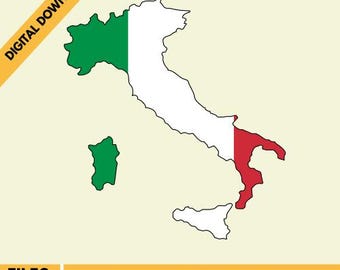 Italy Flag Map Silhouette: National Vector (Digital Download)