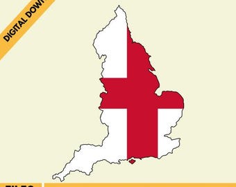 England Flag Map Silhouette: Vector Icon, Digital Download (Eps, Ai, Png, Jpg, Pdf, SVG)