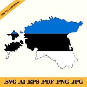 Estonia Flag Map, Silhouette, Badge, National Flag, Vector Digital Download (Eps, Ai, Png, Jpg, Pdf and Svg)