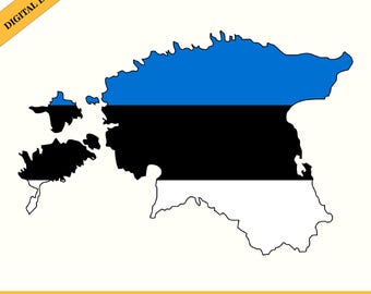 Estonia Flag Map Silhouette, Vector Graphic (Digital Download)