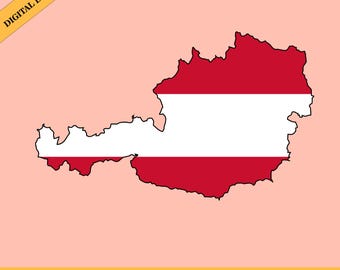 Austria Flag Map Silhouette (Digital Download)