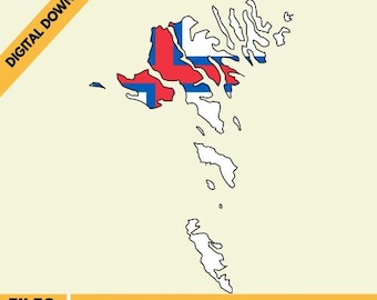 Faroe Islands Flag Map Silhouette: National Vector (Digital Download)