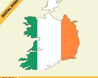Ireland Flag Map Silhouette: Vector Icon Digital Download (Eps, AI, Png, Jpg, Pdf, Svg)