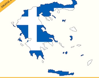 Greece Flag Map Silhouette: National Vector (Digital Download)