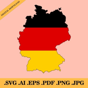 Germany flag map, silhouette, badge, national flag, digital download vector, Eps, Ai, Png, Jpg, Pdf, and Svg
