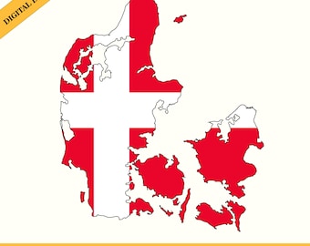 Denmark Flag Map Silhouette (Digital Download)