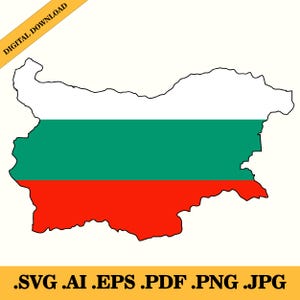 Bulgaria flag map, silhouette, badge, national flag, vector digital download, Eps, Ai, Png, Jpg, Pdf, and Svg