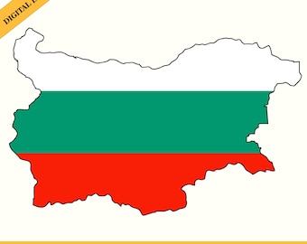 Bulgaria Flag Map Silhouette (Digital Download)