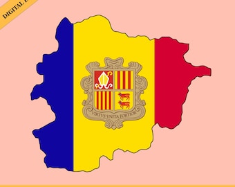 Andorra Flag Map Silhouette (Digital Download)