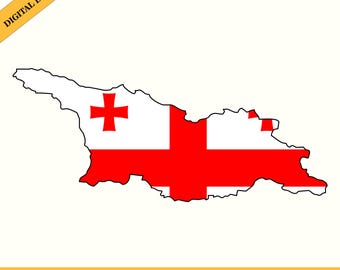 Georgia Flag Map Silhouette: Vector Graphic (Digital Download)