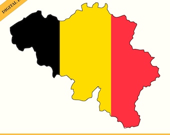 Belgium Flag Map Silhouette (Digital Download)