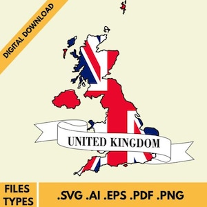 United Kingdom, United Kingdom Map, Country Outlino, Cricut Files, Cutting Files, SVG, PNG, Vector, World Map, Countries, Europe