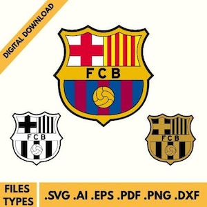 FC Barcelona Logo, La Liga (5 types): Svg, Png, Ai, Eps, PDF Monochrome & Layered, Cricut Cut File, Instant Download.