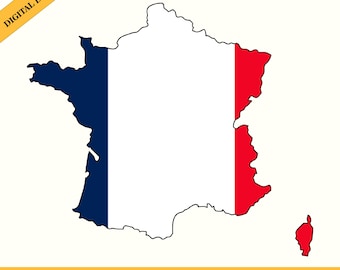 France Flag Map Silhouette: Vector Graphic (Digital Download)