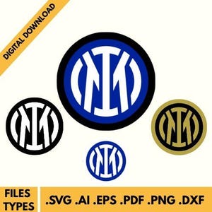 FC Inter Milan Logo, Serie A, Italy (5 types): Svg, Png, Ai, Eps, PDF Monochrome & Layered, Cricut Cut File, Instant Download.
