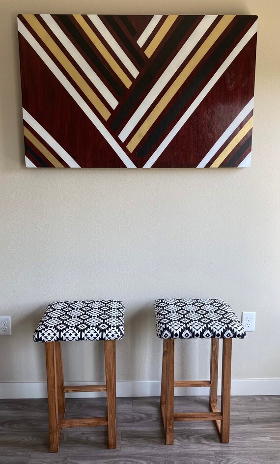 Boho bar stools tribal upholstered stools made with wood Etsy