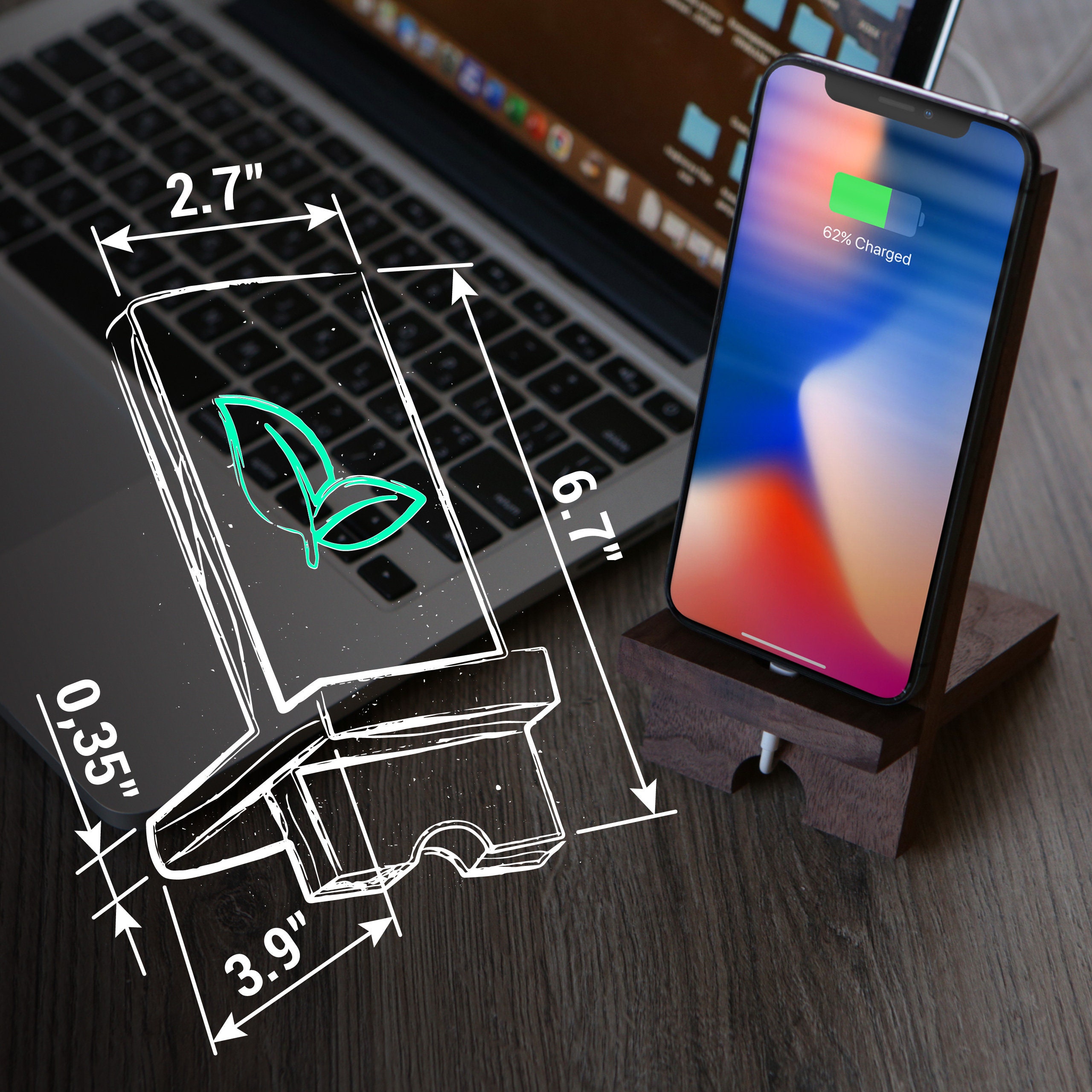 Walnut Phone Holder for Desk Wooden Cell Phone Stand With Etsy