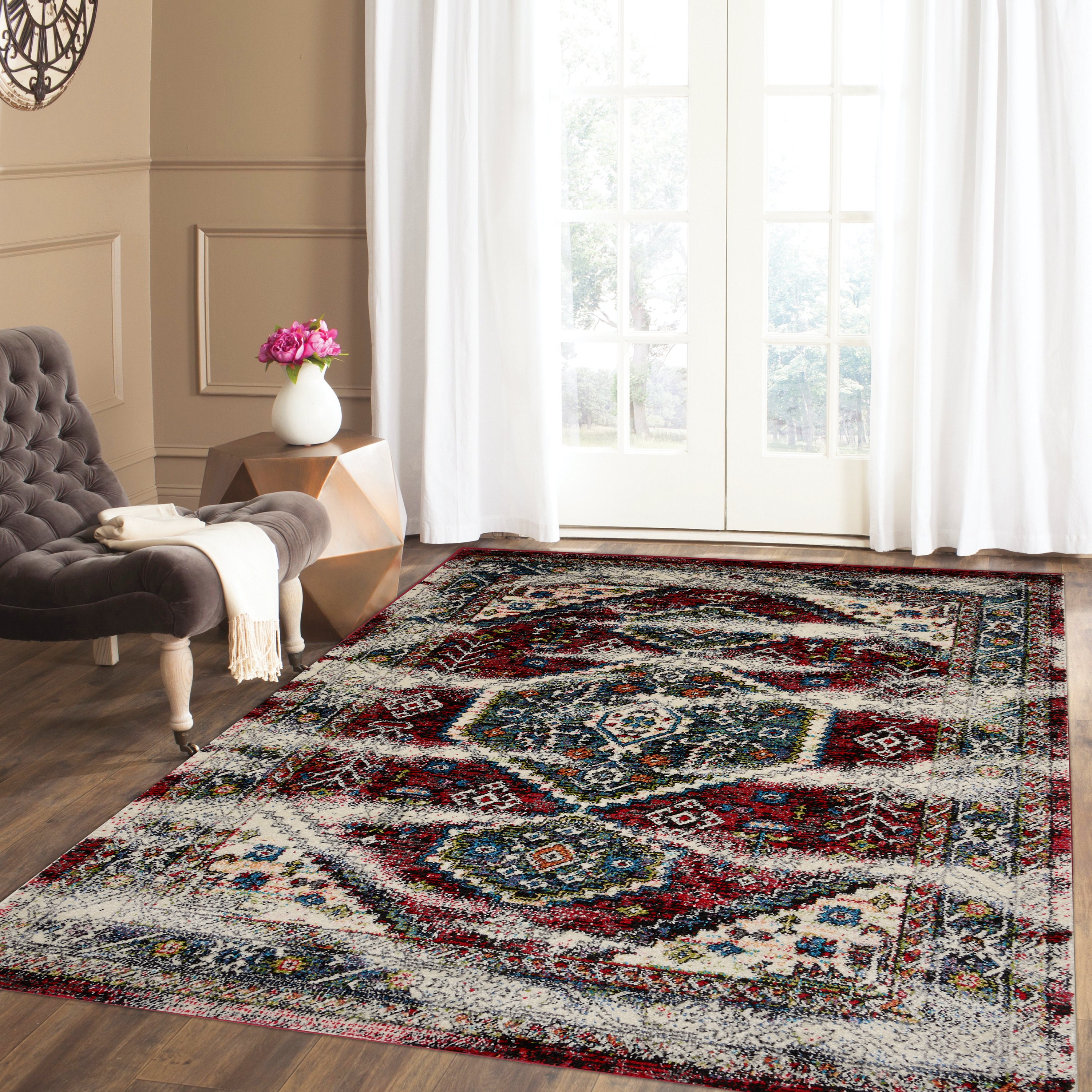 Cream Pattern Faded Luxury Area Rug Mat 12mm Living Room Rug Etsy