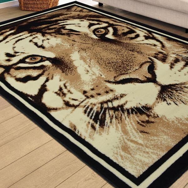 Brown Tiger Face Animal Print Luxury Modern Area Rug 8mm Etsy