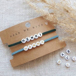 Pulseira com letras, pulseira macramê personalizada, pulseira personalizada para crianças e adultos, presentes para crianças, MadeByResa