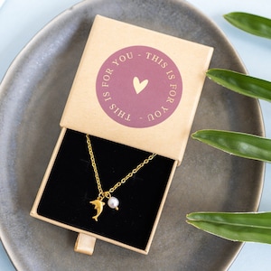 Collana in oro con pendente e perla d'acqua dolce, collana in oro con sole, conchiglia, delfino, collana, MadeByResa