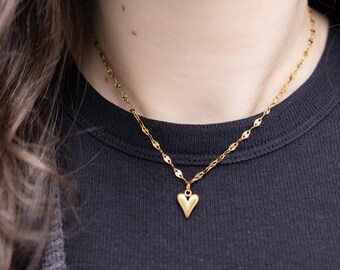 Hartvormige ketting in goud of zilver, delicate roestvrijstalen hartvormige ketting, cadeau voor vriendin of moeder