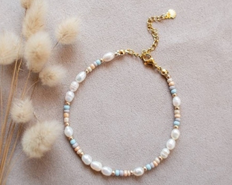 Anklet Gold, Freshwater Pearl Anklet, Pearl Anklet, MadeByResa