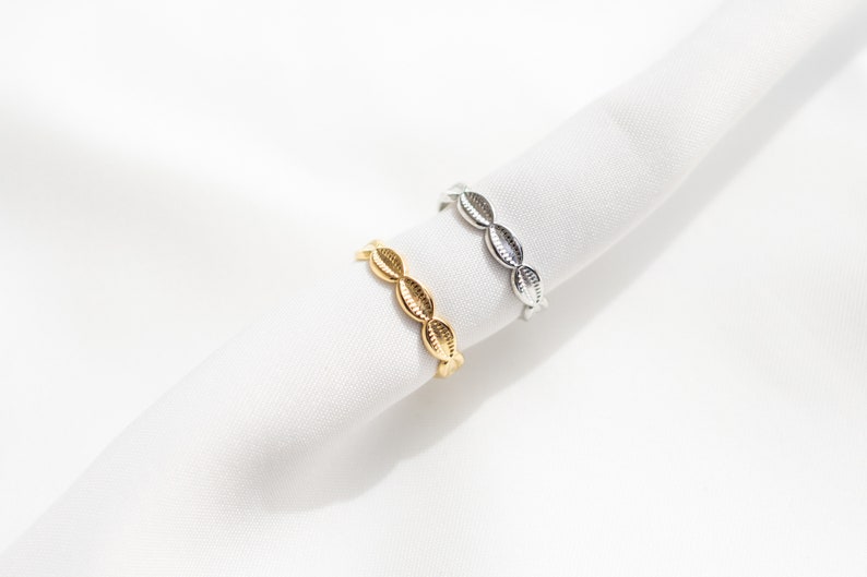 Muschel Ring, Größenverstellbare Ringe Gold, Silber, Edelstahl Ring verstellbar, MadeByResa Bild 8